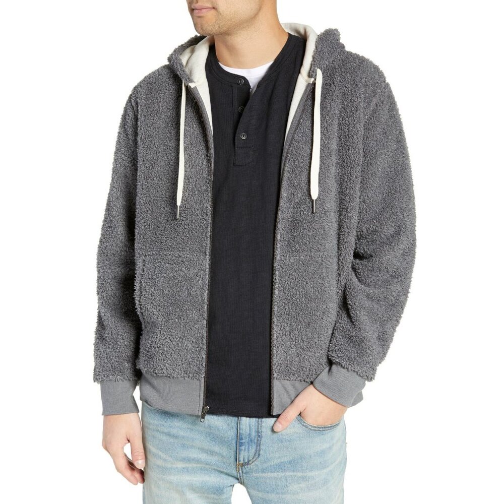 New! Faux Shearling Hoodie Jacket Sweatshirt Men's XL Treasure & Bond